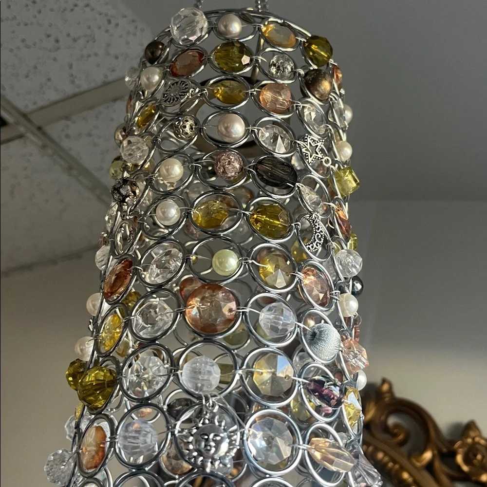 Crystal and Beaded Chandelier Decor Sun Catcher Celestial 70s Vibe